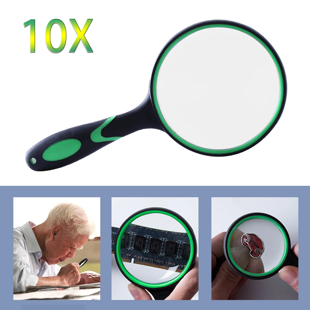 10X Magnifying Glass Handheld Magnifier Smooth Appearance Superb Craftsmanship Thickened Glass Lens Portable Eye Loupe