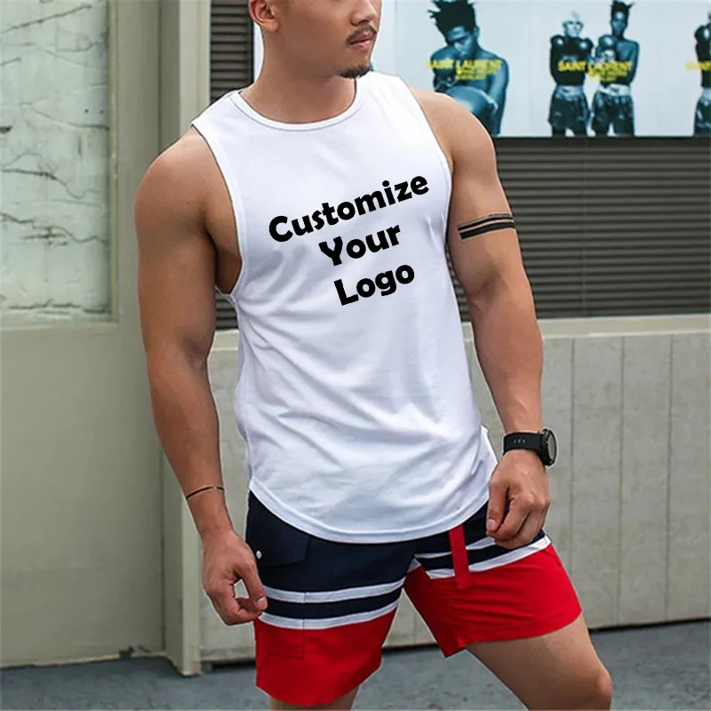 Customized Men\'s Sleeveless Fitness T-shirt Fashion Mens Muscle Training Vest Workout&Get Fit Tank Top Men Sports Tops Man Blous