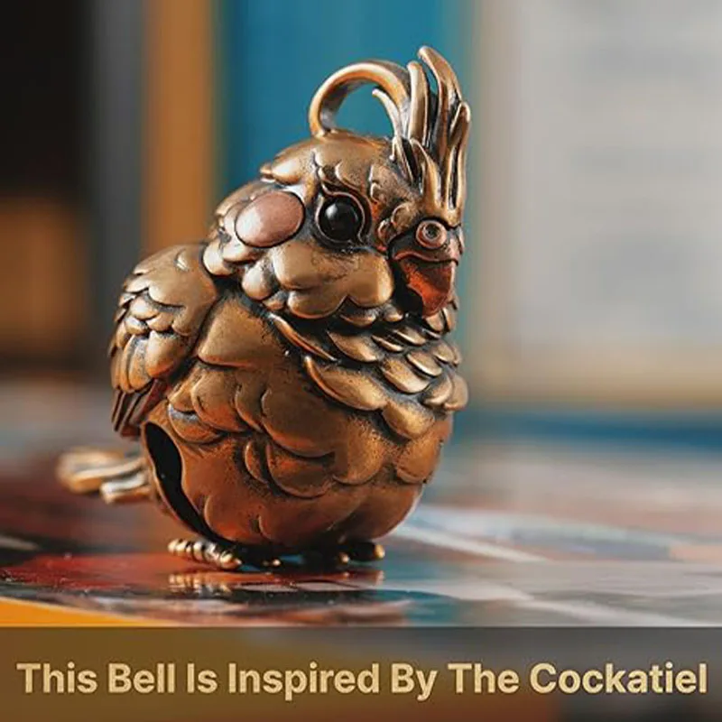Cockatiel Bell Decor Bells Keychain w Key Ring Bird Pendant Accessories Gift for Men Women Brass And Copper