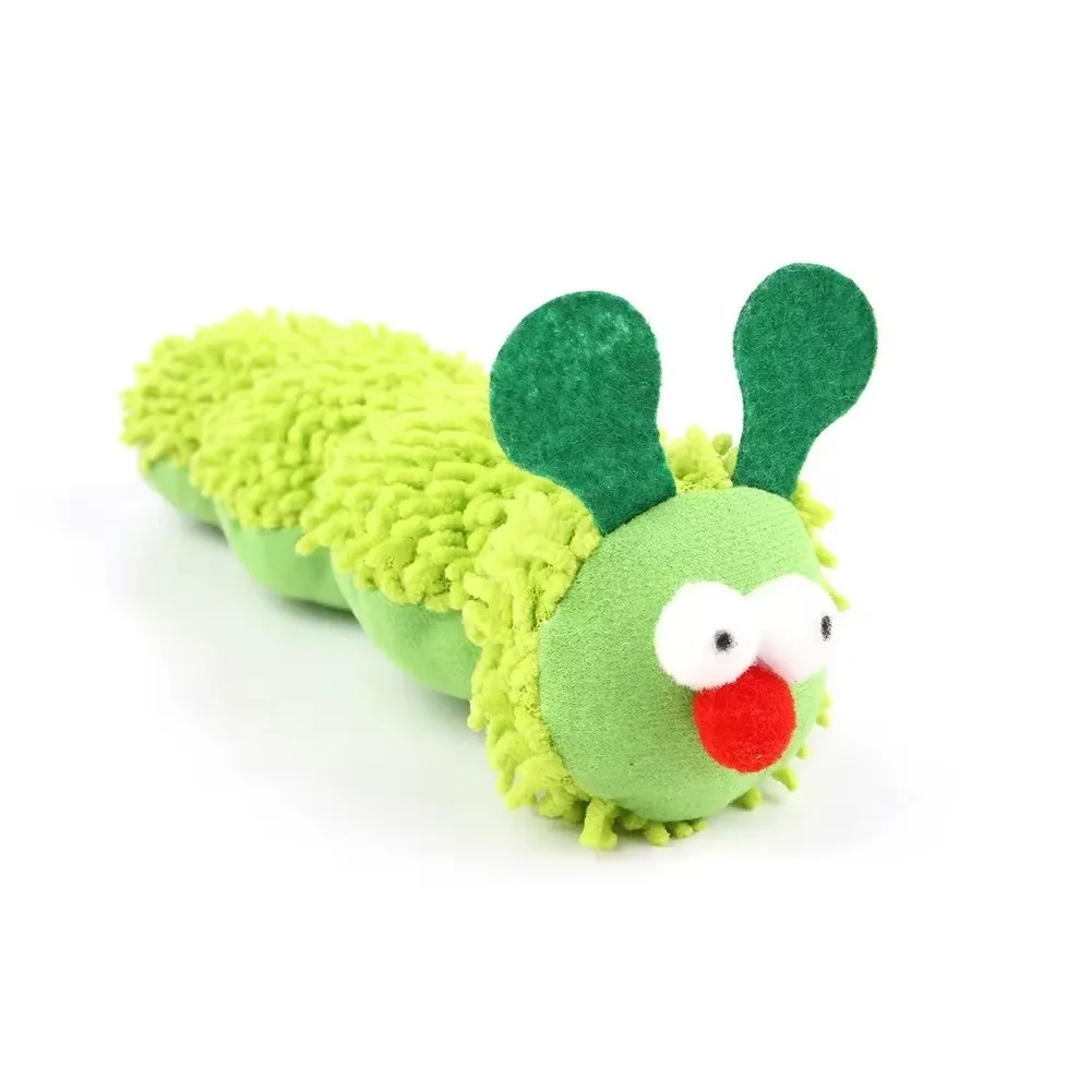 New Clean Mouth Cat Chew Toy Plush Caterpillar Shaped Cat Teaser Interaction Caterpillar Molar Toy Pet