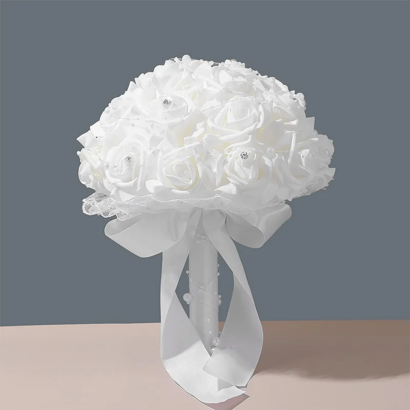 Elegante Rose mit Blumen, Braut, Hochzeit, Brautjungfer, Hochzeitsstrauß, handgefertigte Hochzeit, Kirchendekoration