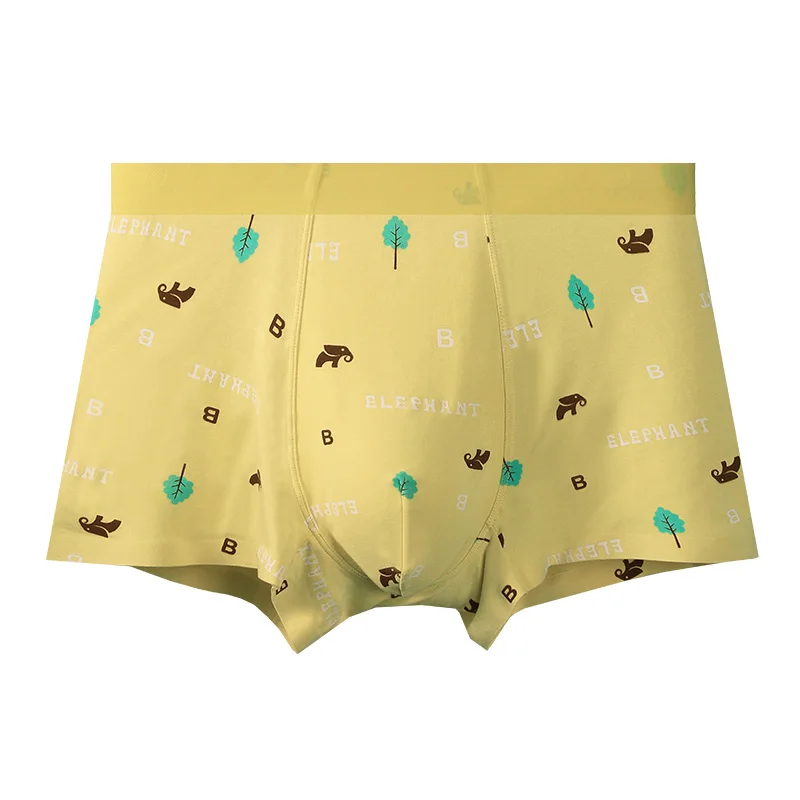 3PCS Men's Seamless Boxer Briefs, 50s Modal Fabric, Comfortable Summer Thin Printed Underpants, Antibacterial Sports Boxer