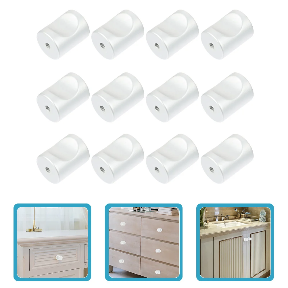 

12 Pcs Shape Cylindrical Handle Aluminum Alloy Drawer Silver Knob Dresser Knobs