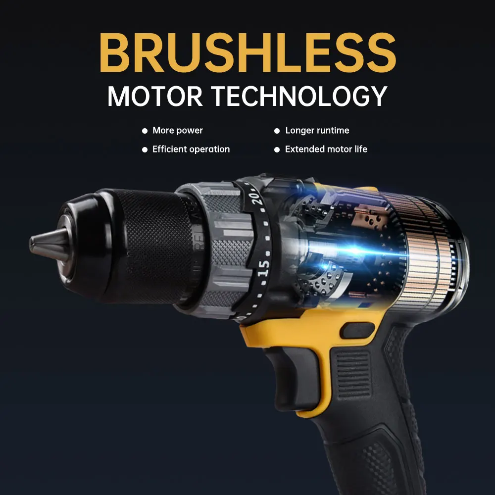 AneerPower 21V Power drill cordless drill 4000 mAh battery with power display function strong power screwdriver power tool.