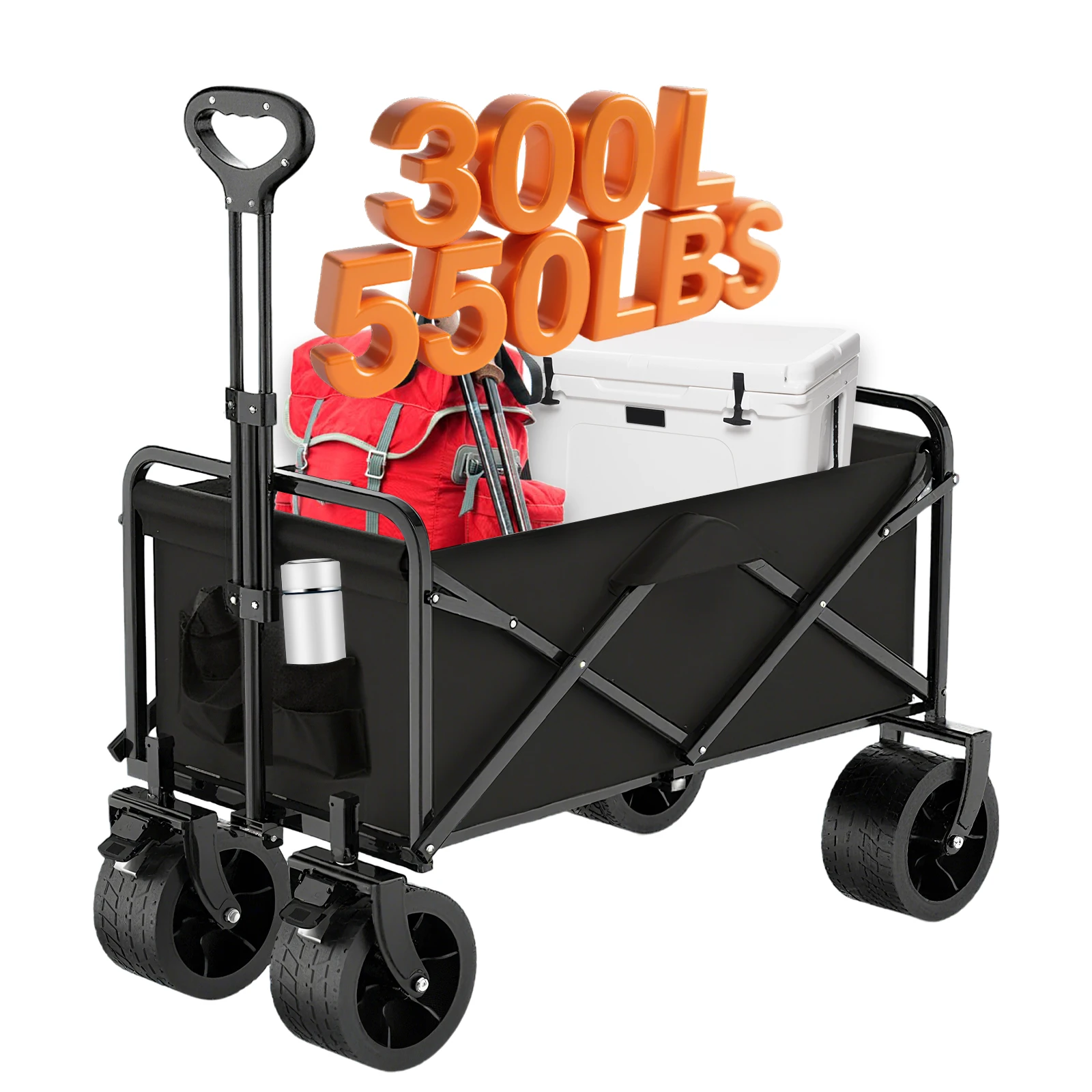 

330/550LB Foldable Wagon Heavy Duty Foldable Utility Garden Wagon With Terrain Car storage car Wheels Side Pockets Portable C