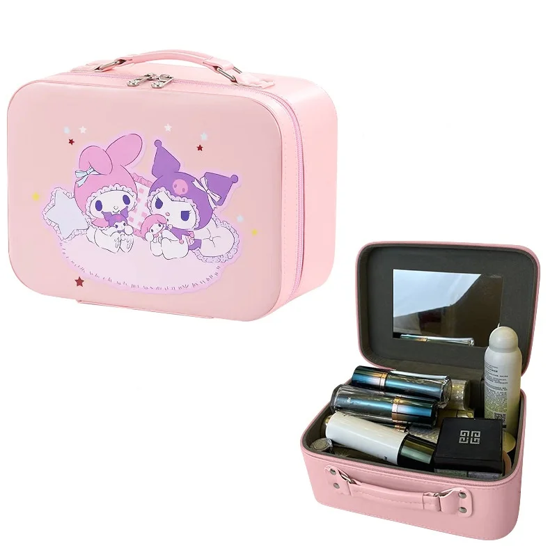 Makeup Bag With Mirror New Kulomi Cute Large Capacity Portable Cartoon Melody Makeup Box