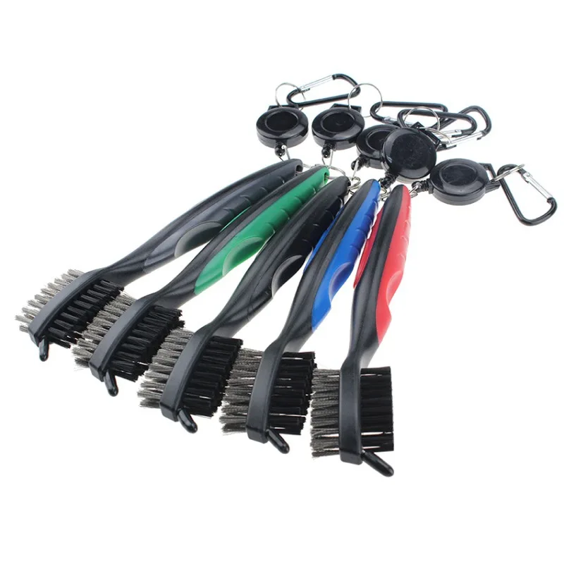 Golf Club Brush, Classic Cleaning Brush, Double-sided Groove Cleaning Brush for Club Head, Steel Brush with Protective Cover