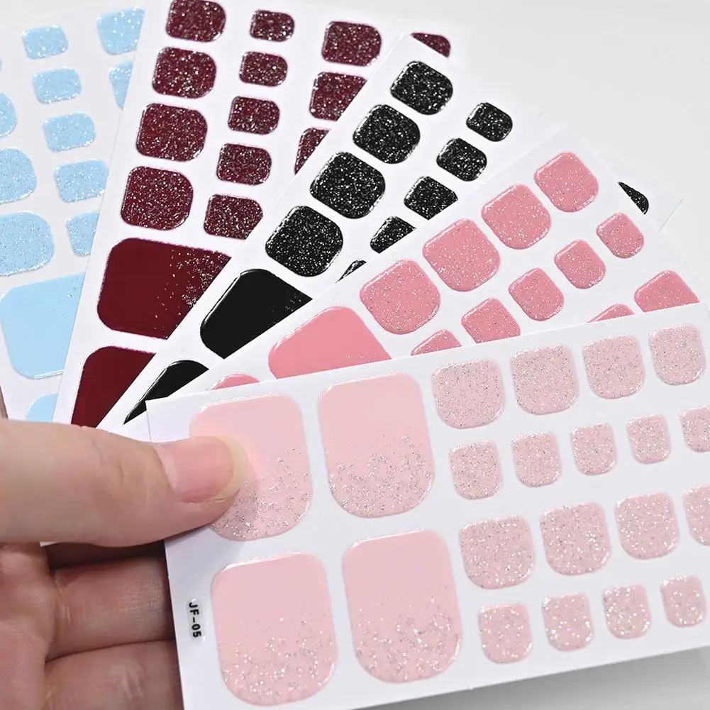 Zehennagelaufkleber – einfache und modische, einfarbige, glitzernde, langlebige Nagelaufkleber im japanischen und koreanischen Stil