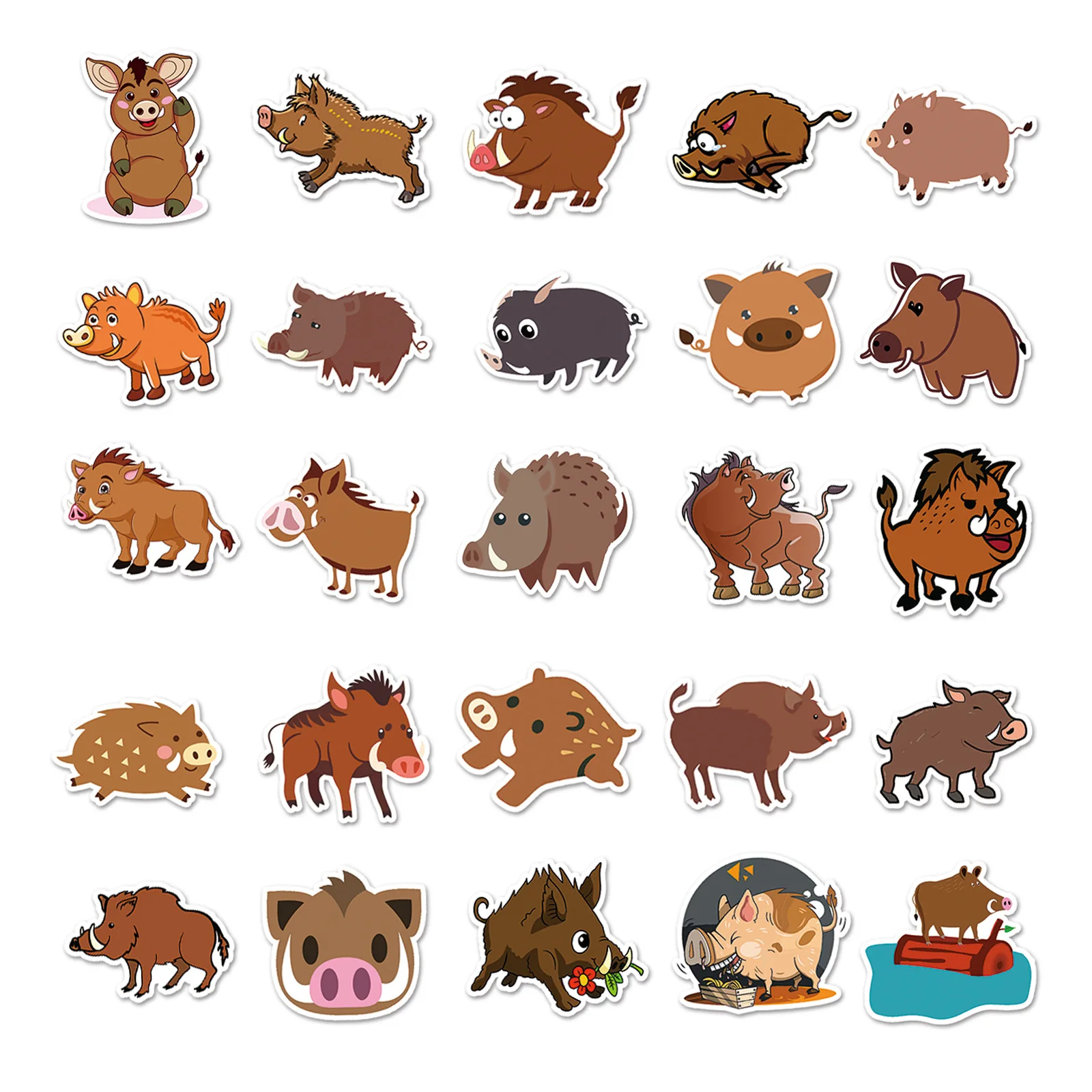 

50PCS Wild Boar Graffiti Sticker Cute Animal Cartoon Image DIY Skateboard Cup Laptop Gift Waterproof Sticker Kids Toy