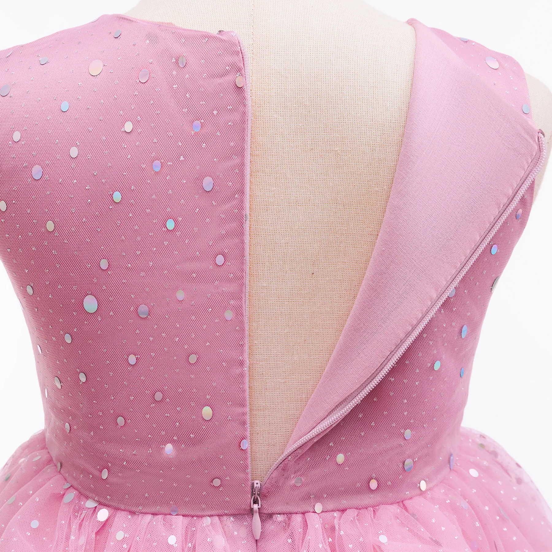 Sweet Girls Sequins Bow Flower Mesh Princess Dress For Children Ceremony Wedding Birthday Party Performance Pageant Prom Gown