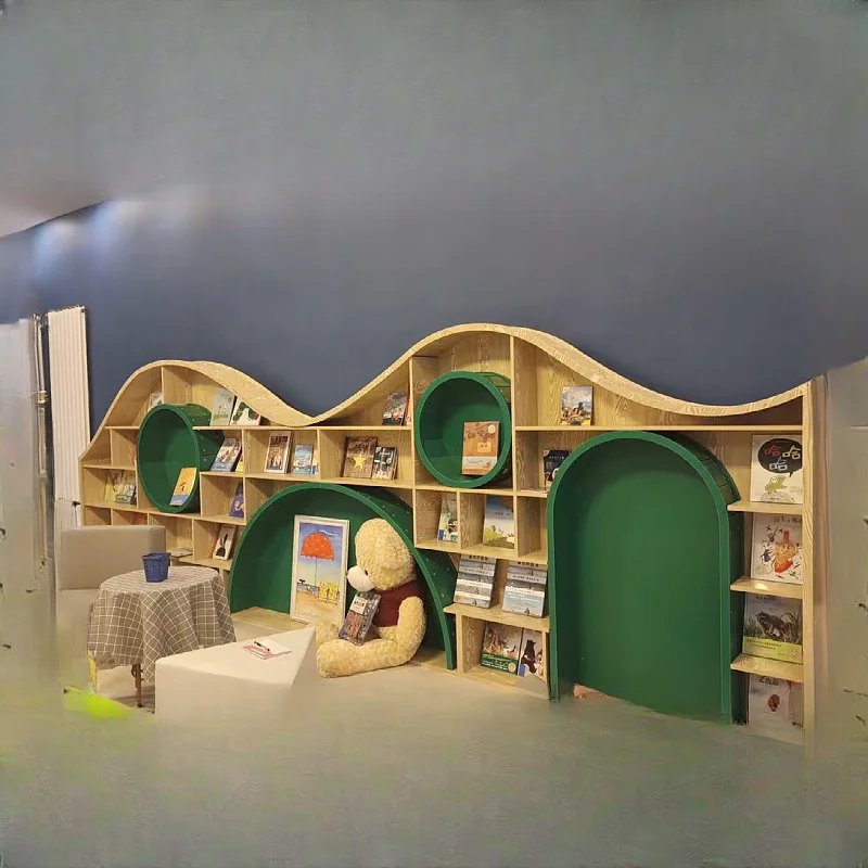 Hall Floor to ceiling Arch Bookcase Kindergarten Library Picture Book Shelf