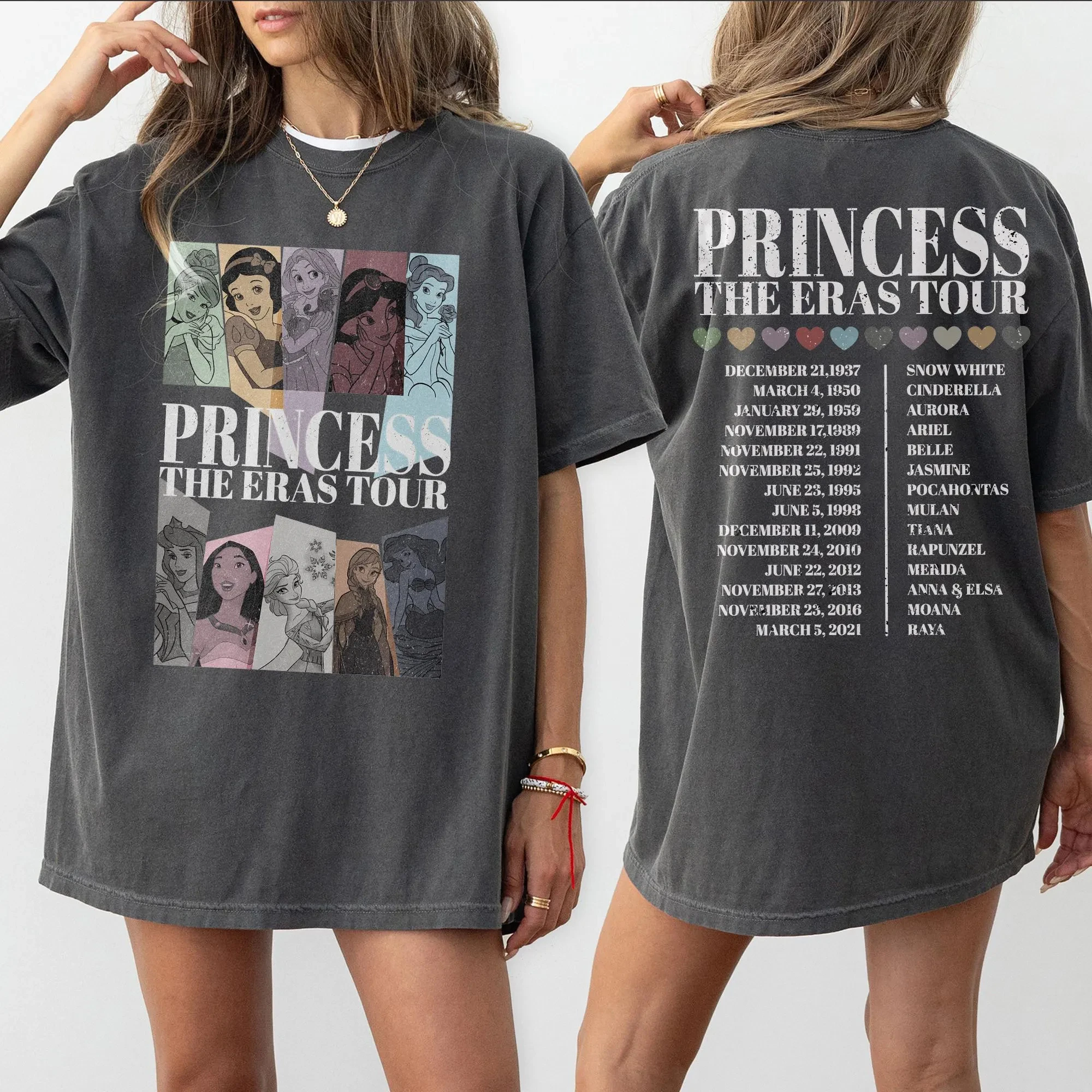 

Летние футболки с короткими рукавами из 100% хлопка с принтом «Диснеевские принцессы» на тему «Путешествие во времени» 2026 года для мальчиков и девочек, топы для родителей и детей