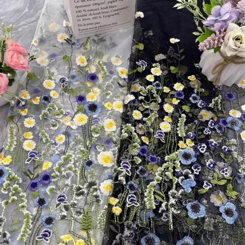 

Embroidered Mesh Fabric with Grass Pattern for Wedding Dress Lace Clothing Diy Accessories By The Yard