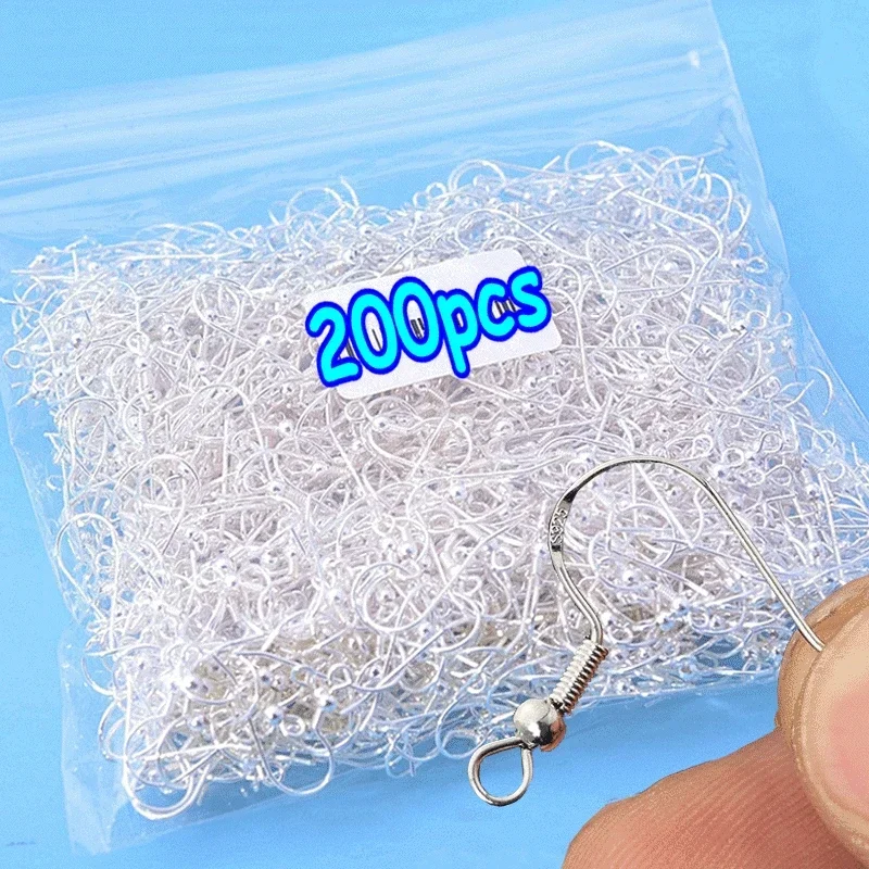 100/200pcs Stainless Steel Ear Hook Findings Clasps Hooks DIY Earring Supplies Accessories Earwire Jewelry for Making Parts