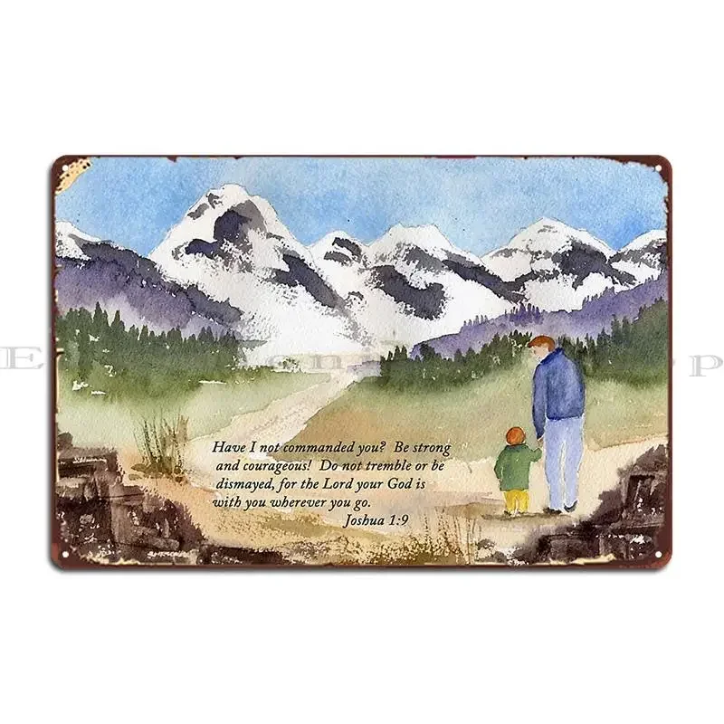 Courage Joshua 1 9 Metal Plaque Poster Personalized Club Wall Decor Wall Decor Designing Tin Sign Poster