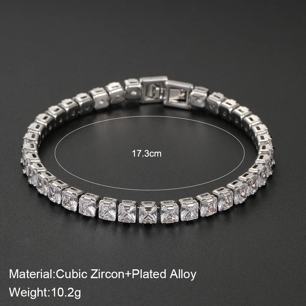 Sparkling Cubic Zircon Tennis Bracelets for Women Luxury Dainty Stackable Silver Color Chain Crystal CZ Banquet Wedding Jewelry