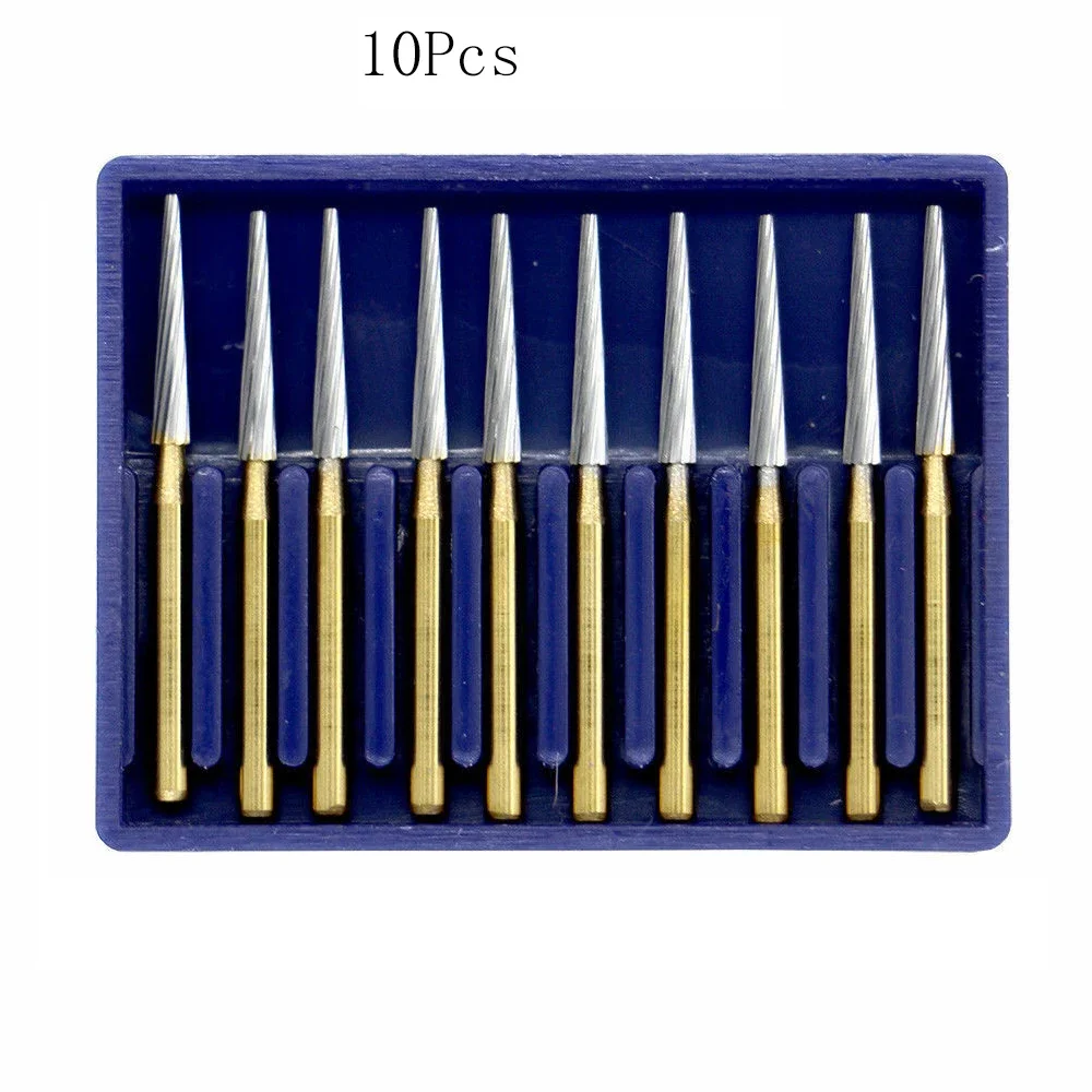 10 Pcs Dental Tungsten Carbide Burs FG7714 Finishing And Trimming High-Speed Cutting