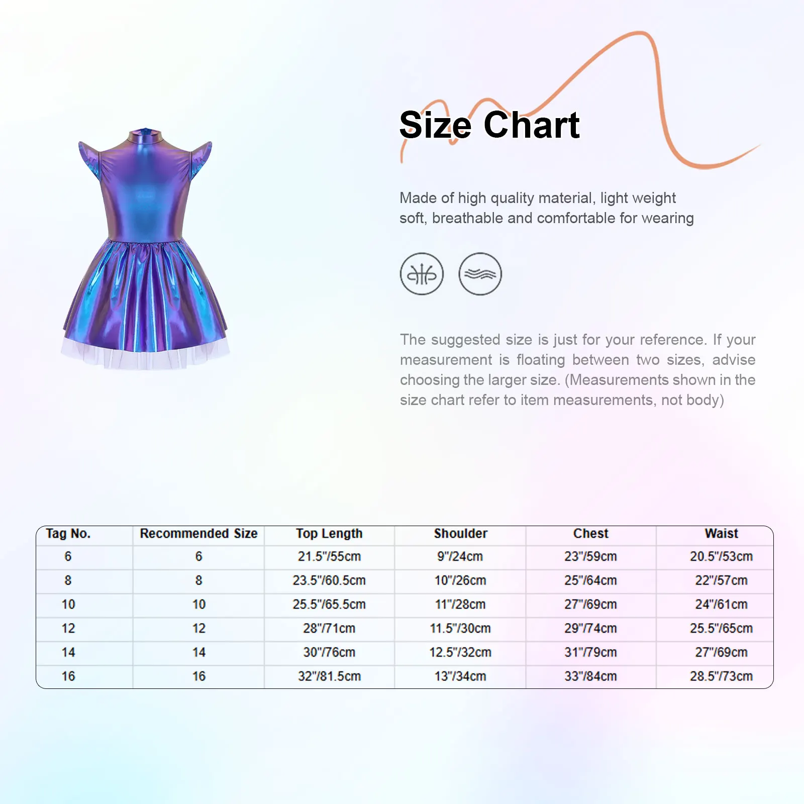 ชุดเดรสเด็กผู้หญิงธีมเอเลี่ยน แต่งกายแฟนซี ผ้ามันวาวสีรุ้ง คอเต่า แขนบานระบาย กระโปรงบัลเลต์ สำหรับงานปาร์ตี้และการแสดงบนเวที