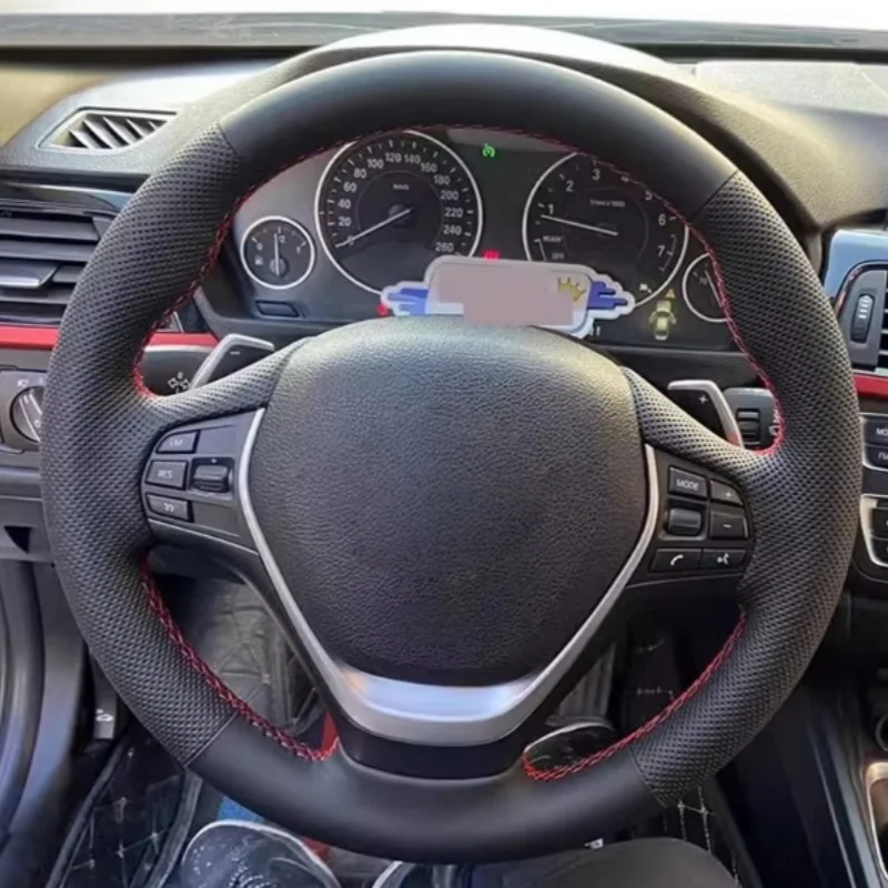 DIY Perforated Microfiber Leather F20 F21 F22 F30 F34 F36 Car Interior Accessories Car Steering Wheel Cover For BMW 3 Series