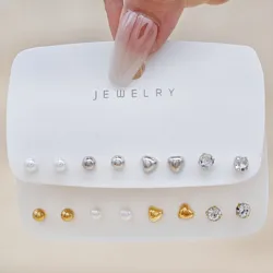 Cross border minimalist love crystal combination set with 4 pairs of earringst, versatile and fashionable earrings for women