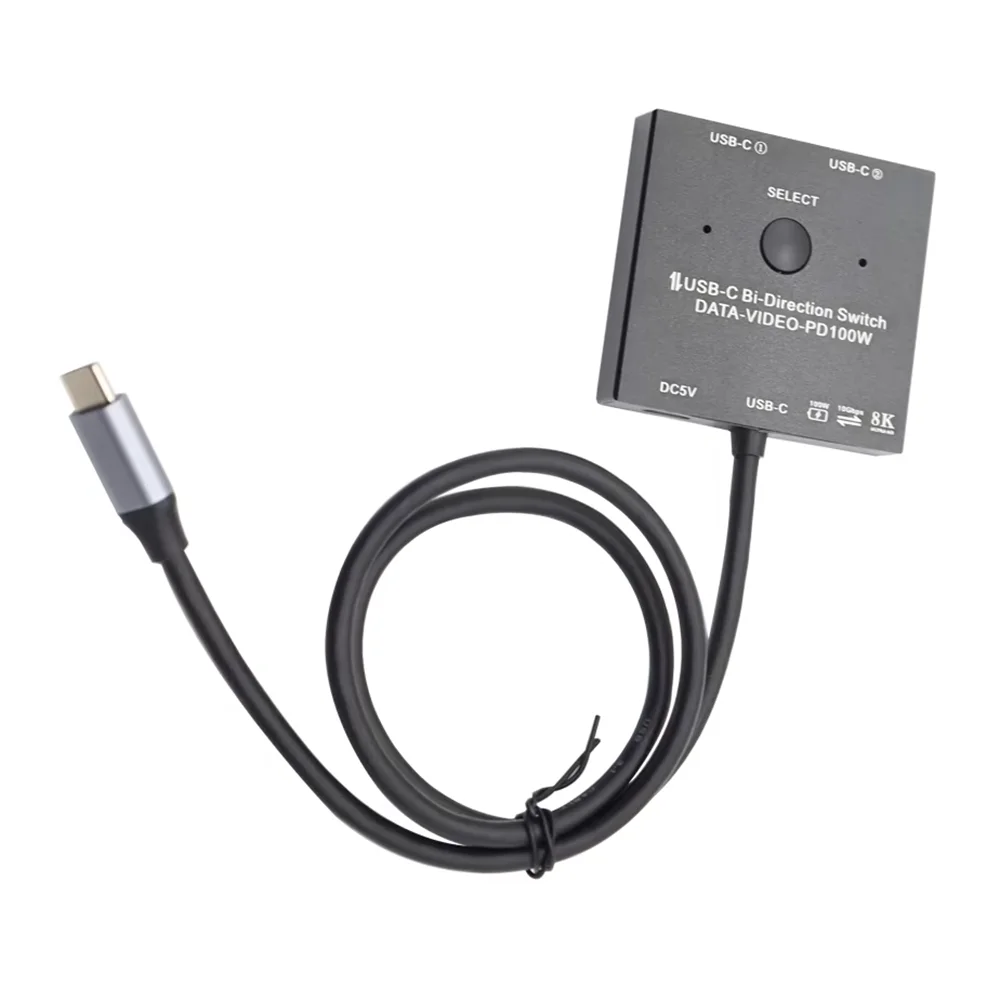Bi-Directional USB C Switcher 100W Charging+10Gbps Data+8K Video Transfer 1x2/2x1 KVM Switch Splitter for 2 Laptops Monitor