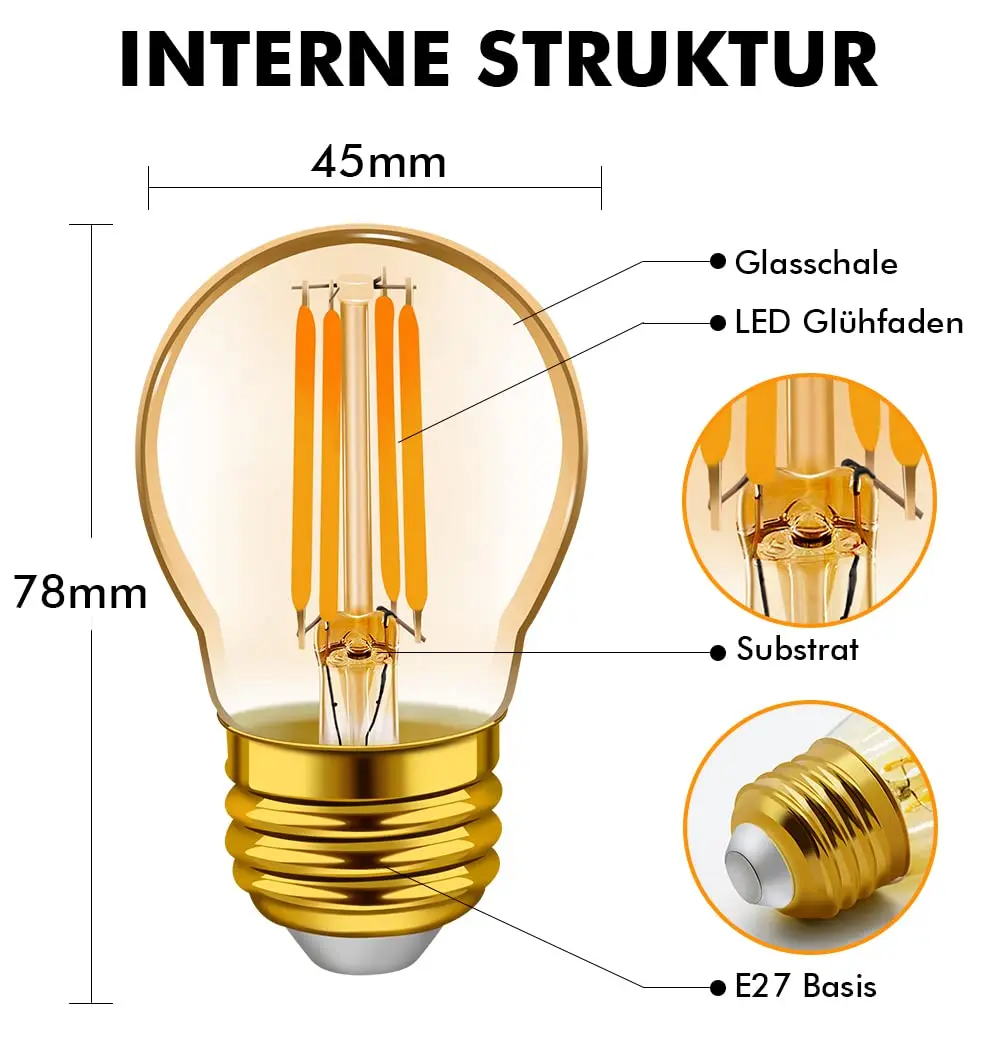 Led Filament Edison Lamp G45 Mini Globe 4W 6W E27 Dimbare Vintage Led Lamp 2700K Warm Wit Voor String Gloeilamp