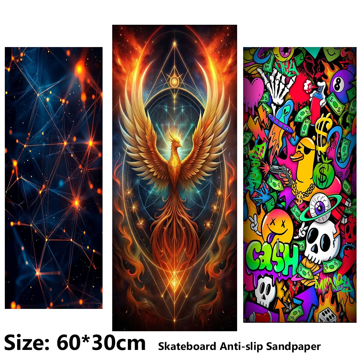 Electric Scooter Anti-slip Sticker Sandpaper Skateboard GripTape Sheet 60*30cm Nebula Eagle Figurine Pattern