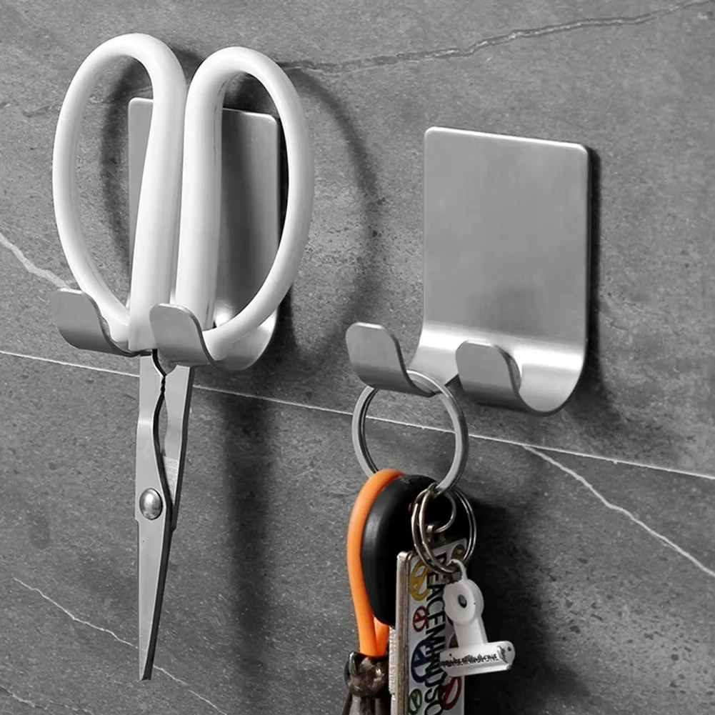 1pc Wall Adhesive Stainless Steel Razor Hook Shaving Shaver Shelf Storage Holder for Bathroom Kitchen Organizer