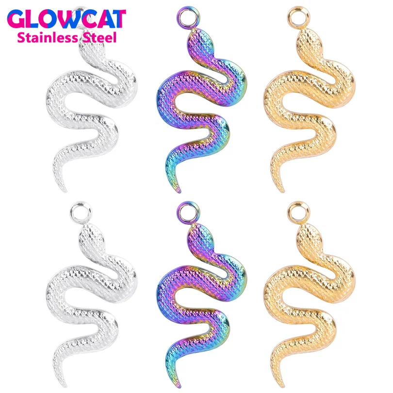 

7pcs/Lot Fashion Mini Snake Charms For Jewelry Making Stainless Steel DIY Vintage Reptile Earrings Necklaces Pendant Accessories