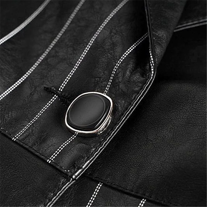 Spliced Fashion Leather Coat Female V-Neck Women Jackets Outerwear High Street Faux Leather Clothing For Spring Autumn SWREDMI