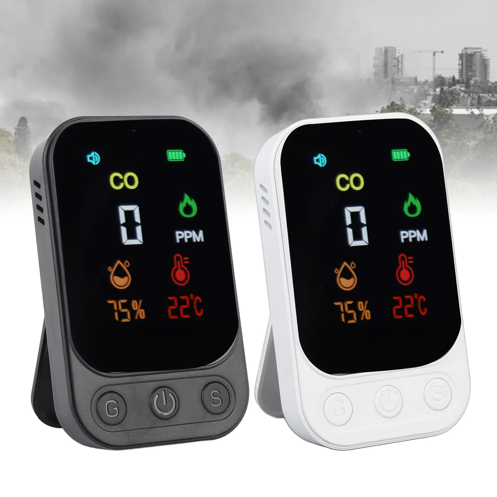 

HD09 CO Detector Multifunctional Portable Temperature Humidity CO Tester for Travel Tent Picnic DC 5V