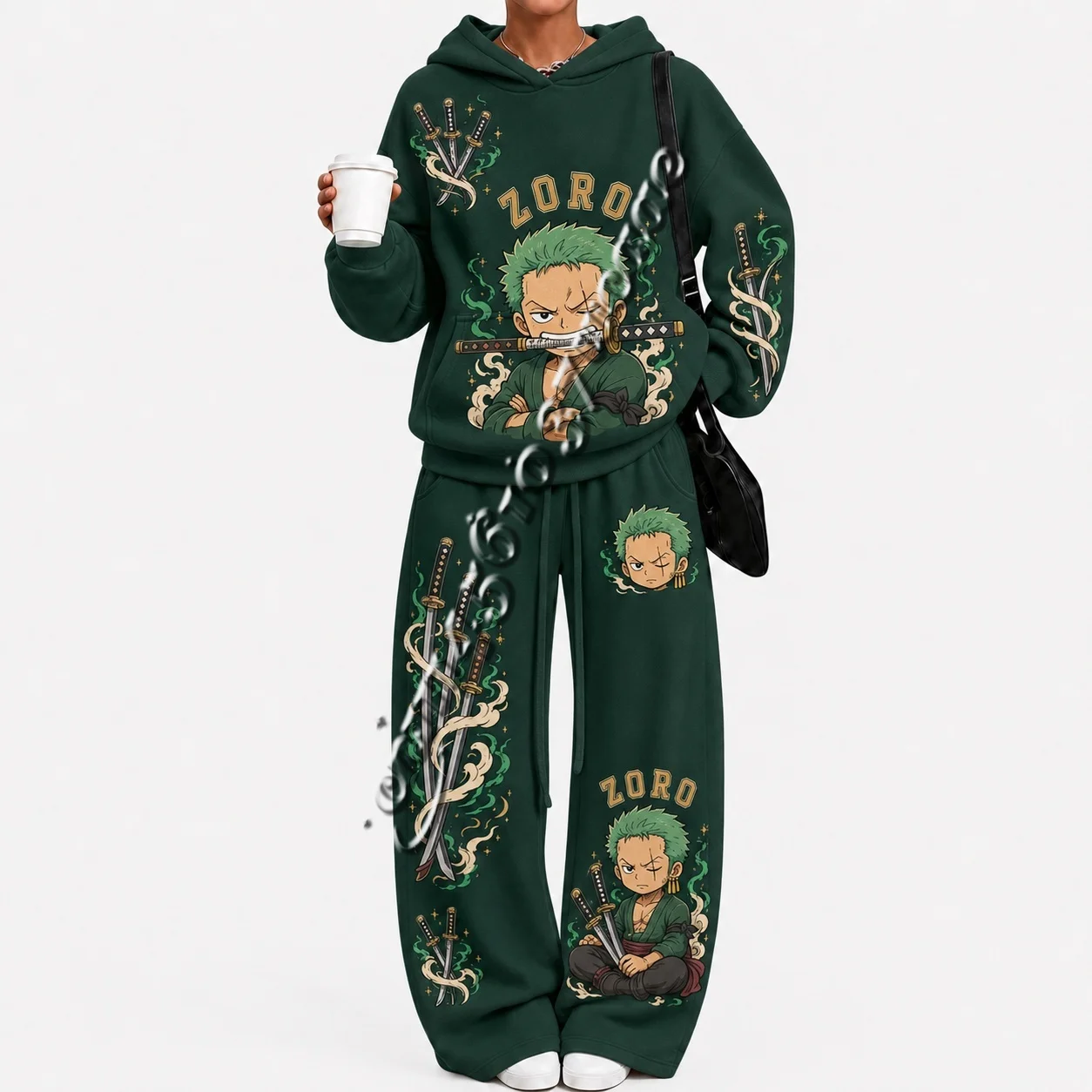 Neuer Anime One Piece Unisex Herbst-Winter-Serie Amerikanischer Streetwear Hoodie und Weite Hose Übergroßer Trainingsanzug Familien-Set – Detail 9