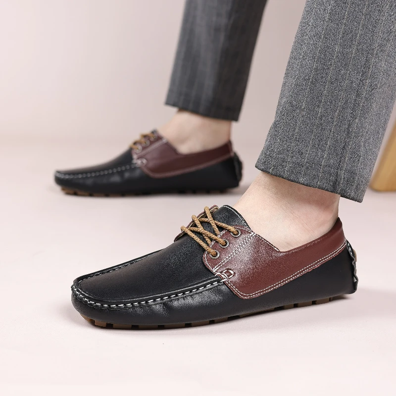 

Men's Sleek Casual Lace-Up Loafers, Men's Versatile Style Walking Footwear, Men's Non Slip Outdoor Resilient Driving Shoes