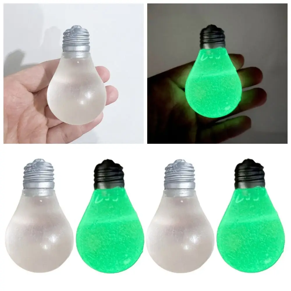 4Pcs Slow Rebound Light Bulb Squeeze Toys Luminous Balls Glow in Dark Squeezing Stress Relieving Toy Cartoon 3D Pinch Toy