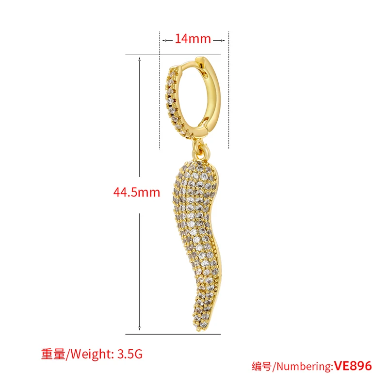 ZHUKOU Gold color Chili Dangle Earrings Pearl Pendant Earrings Cubic Zirconia tassels Drop Earrings for women wholesale VE892