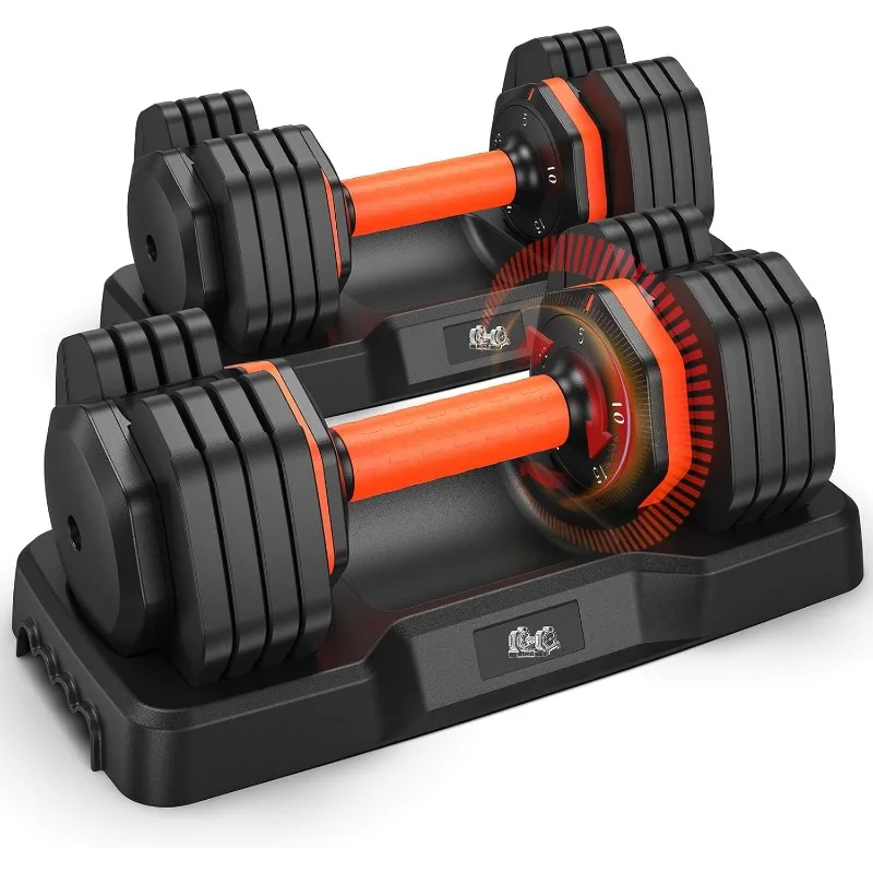 

Adjustable Dumbbells Set 25LB, Adjustable Weights 5/10/15/20/25lbs, Adjustable Dumbbell Pair 50LBS Dumbbell Anti-Slip Handle
