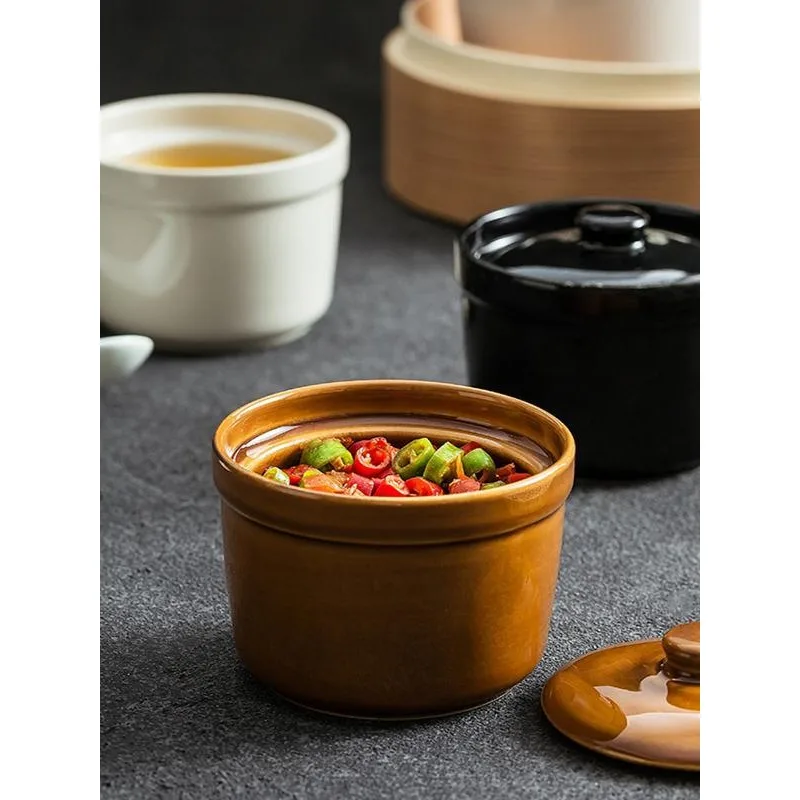 

Crock pot soup stew cup, household steaming cup, ceramic stew bowl