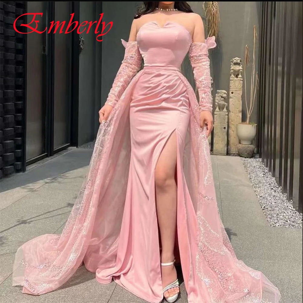 Personalizado sem alças manga destacável sereia vestido de noite fenda lateral sexy vestidos de festa delicado vestido de ocasião especial