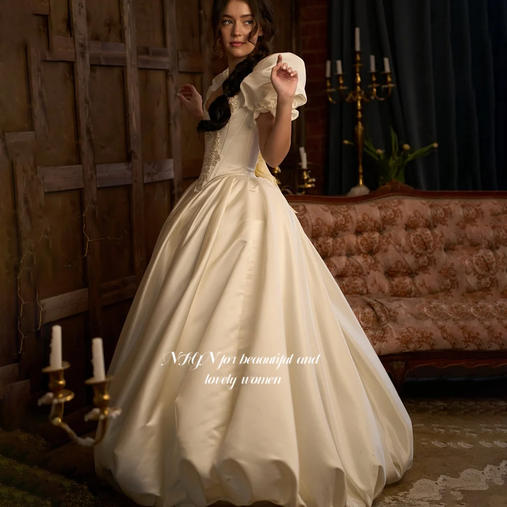NFYN Pop Sleeve Evening Dress A Line Prom Dress with Applique Party Dresses فساتين مناسبة رسمية Customized image 2