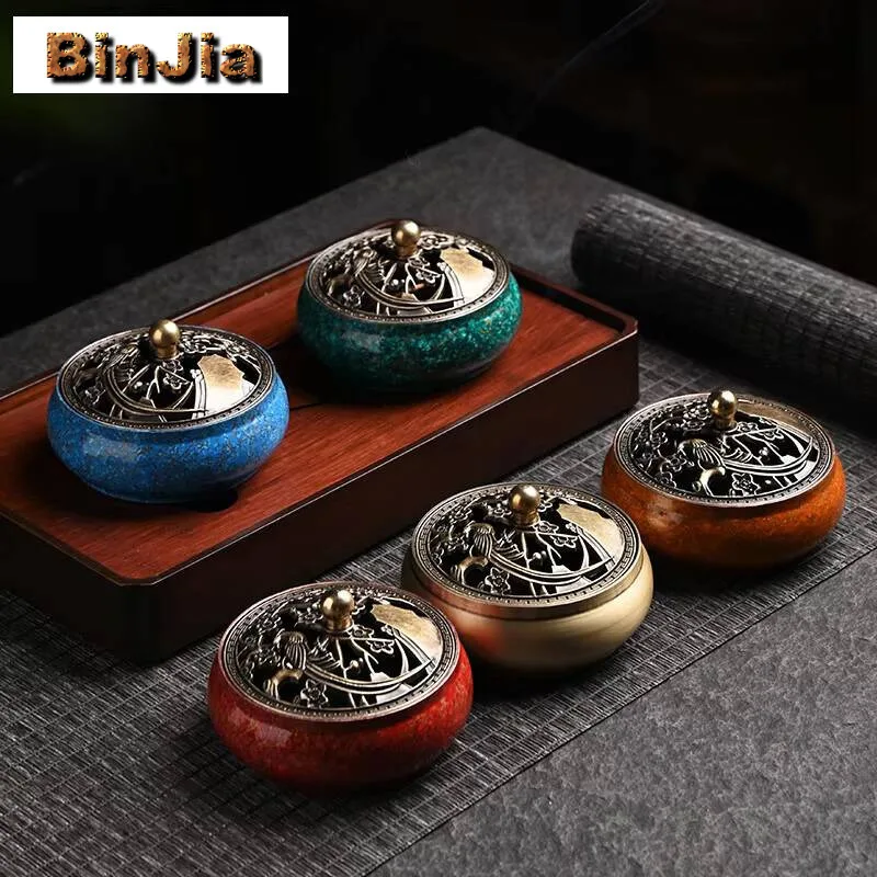 Chinese Flower And Bird Eyebrows Plate Incense Burner Large Lacquer Sandalwood Holder Aromatherapy Furnace Ornaments