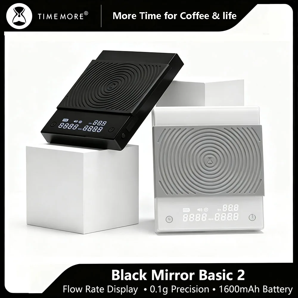 TIMEMORE Black Mirror Basic 2.0 Waterproof Coffee Scale 2kg Capacity 0.1g High Precision LCD Backlit Electronic Scale