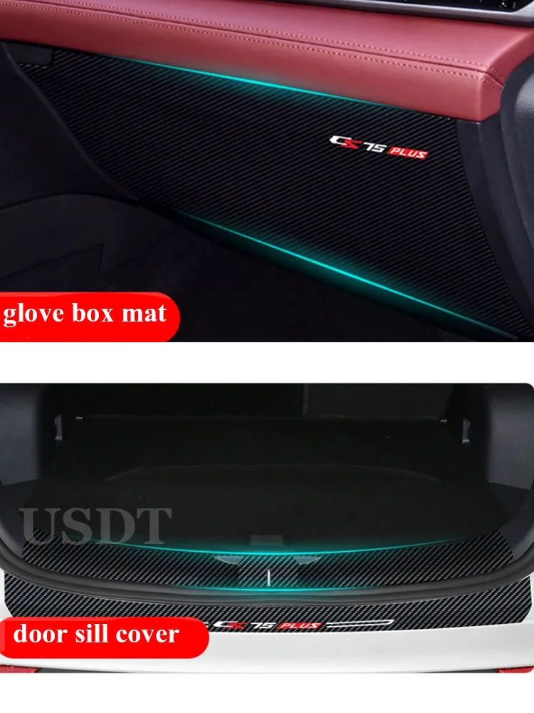 4PCS for Changan CS75 PLUS 2023 2022 2021 2024 Leather Carbon Fiber Sticker Door Anti Kick Cover Protection Mat Car Accessories