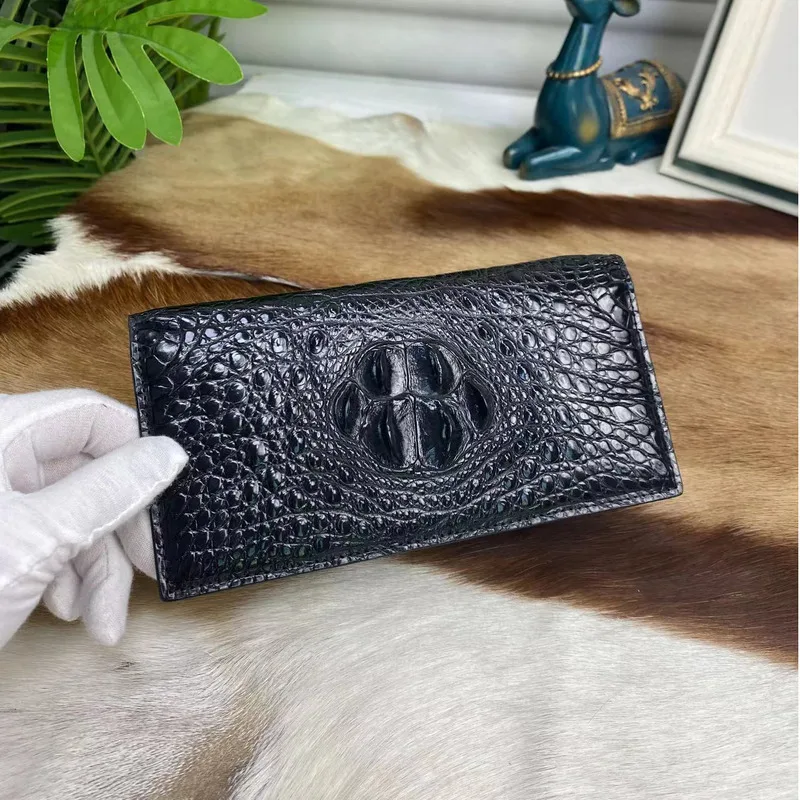 New Thai Crocodile Mens Suit Clip Casual Fashionable Genuine Leather Long Wallet Female Large Capacity Multiple Card Slots Purse