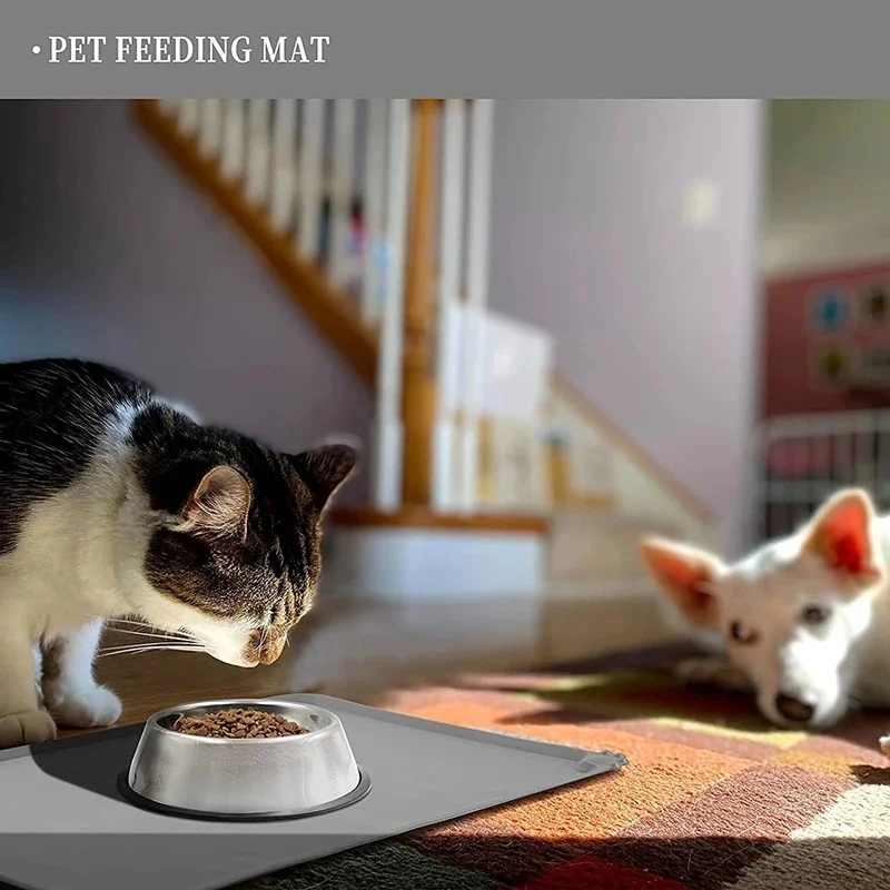 Katzen- und Hundefuttermatte für Futternäpfe, wasserdicht, rutschfest, Silikon-Futtermatte – hochrandig, antihaftbeschichtet, wasserdichte Unterlage – Detail 7