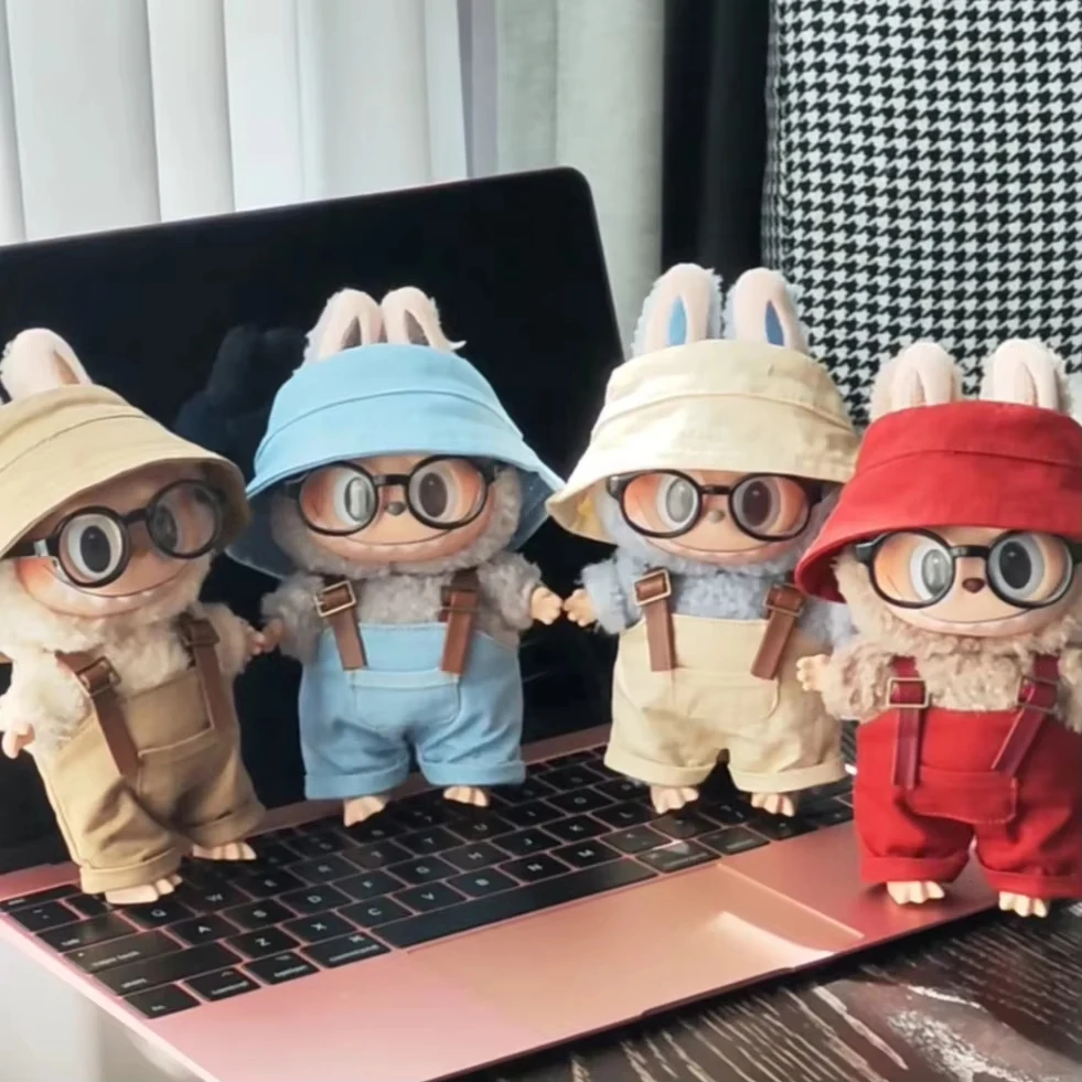17cm Labubu 옷 귀여운 마카롱 애니메이션 인형 고품질 수제 옷 복장 액세서리 세트 장식 소녀 선물 인형 없음