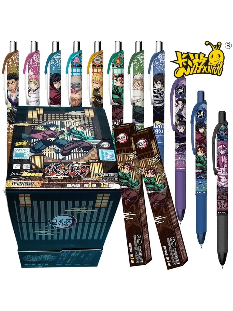 Nouveau stylo gel Kayou authentique Demon Slayer, boîte mystère, périphérique d'anime fantastique, personnages préférés des enfants, stylo à bille créatif