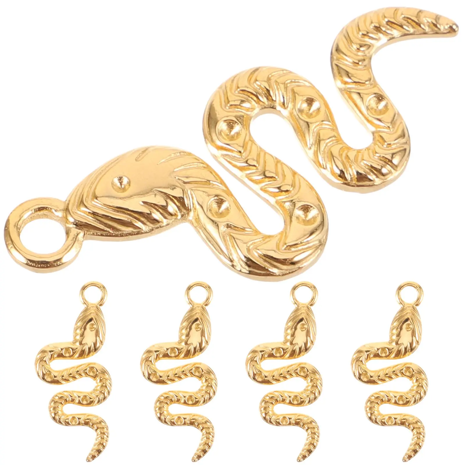 

5pcs Snake Shape Pendant Accessories for DIY Jewelry Making Golden Color Retro Charm Earrings Necklace Bracelet Supplies