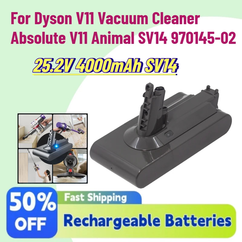 

High-Capacity 25.2V 4000mAh SV14 Li-Ion Rechargeable Battery For Dyson V11 Vacuum Cleaner Absolute V11 Animal SV14 970145-02