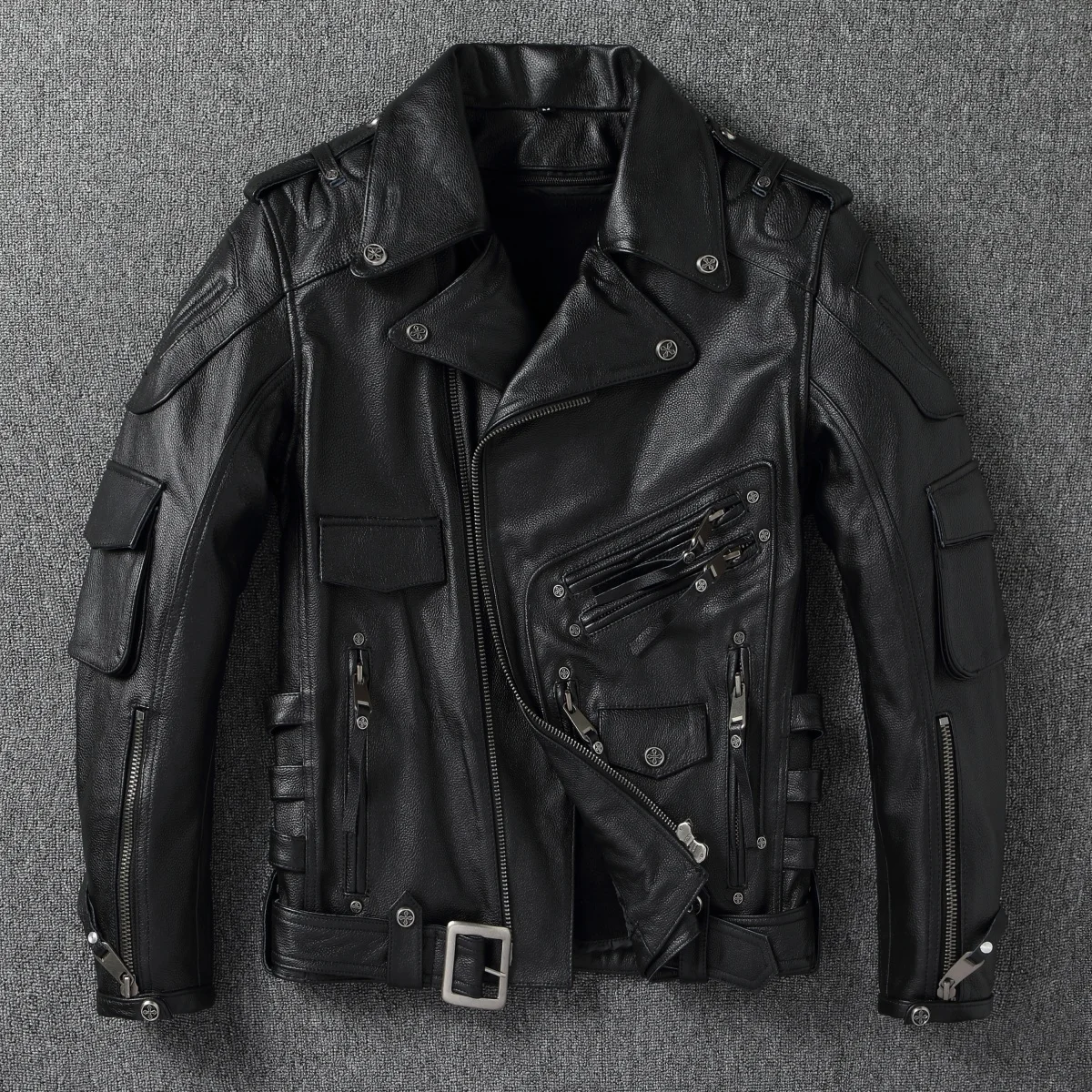 

Верхняя винтажная байкерская куртка из натуральной натуральной яловой кожи, мужское мотоциклетное пальто со съемной подкладкой и защитной подкладкой