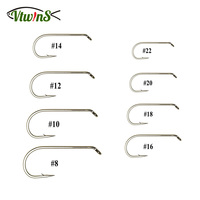 Vtwins 100PCS Long Shank Dry/Wet Nymph Fly Tying Hooks Caddis Mayfly Blue Olive Wing Fishhook Round Bend Trout Fishing Hooks